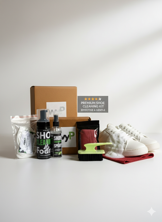 WypeUp Complete Shoe Care Kit – Cleaning Foam, Deodorant, Brush & Cloth | All-in-One Sneaker Cleaning Kit